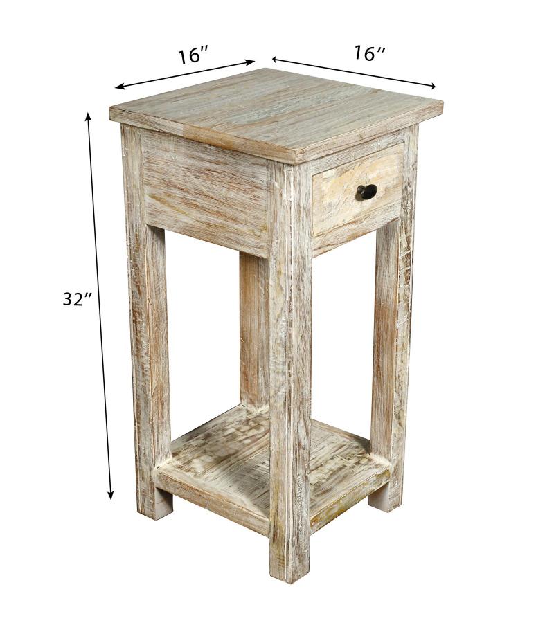 SOLID RECLAIMED TEAK WOOD END TABLE W/ DRAWER
