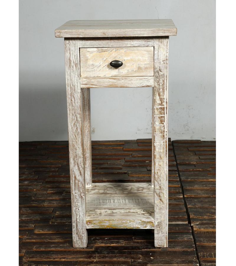 SOLID RECLAIMED TEAK WOOD END TABLE W/ DRAWER