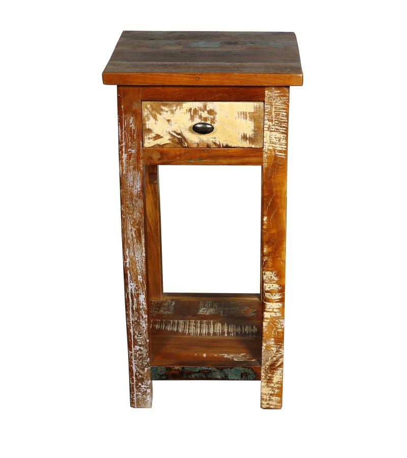SOLID RECLAIMED TEAK WOOD END TABLE W/ DRAWER