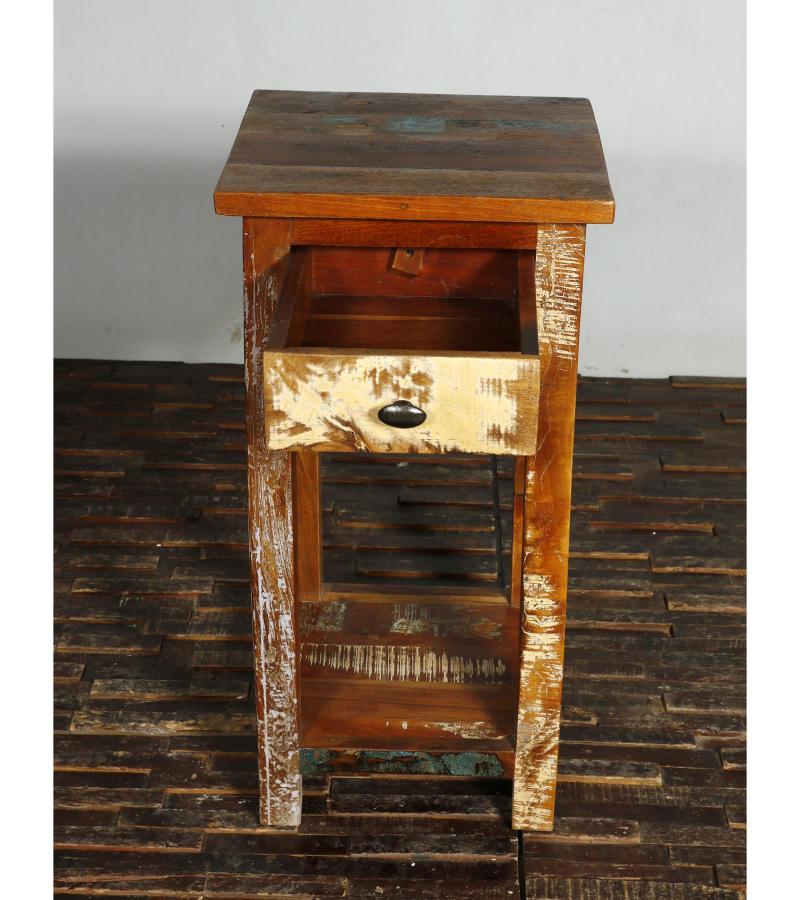 SOLID RECLAIMED TEAK WOOD END TABLE W/ DRAWER