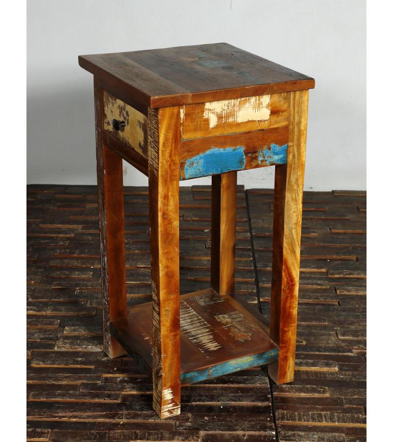 SOLID RECLAIMED TEAK WOOD END TABLE W/ DRAWER