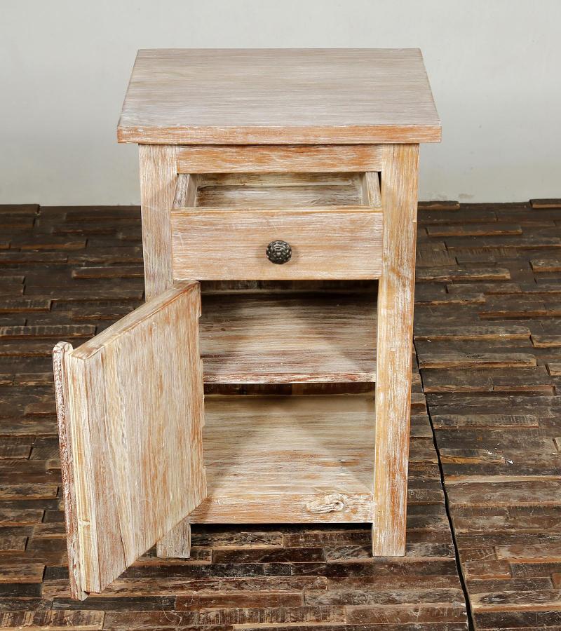 SOLID RECLAIMED TEAK WOOD END TABLE / NIGHTSTAND