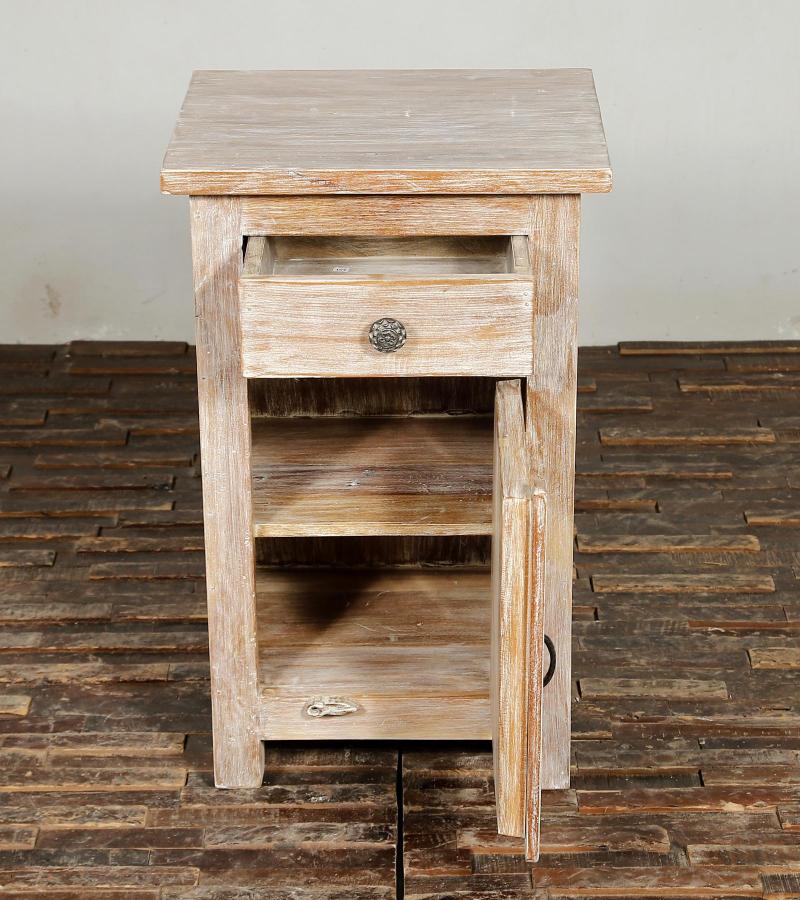 SOLID RECLAIMED TEAK WOOD END TABLE / NIGHTSTAND