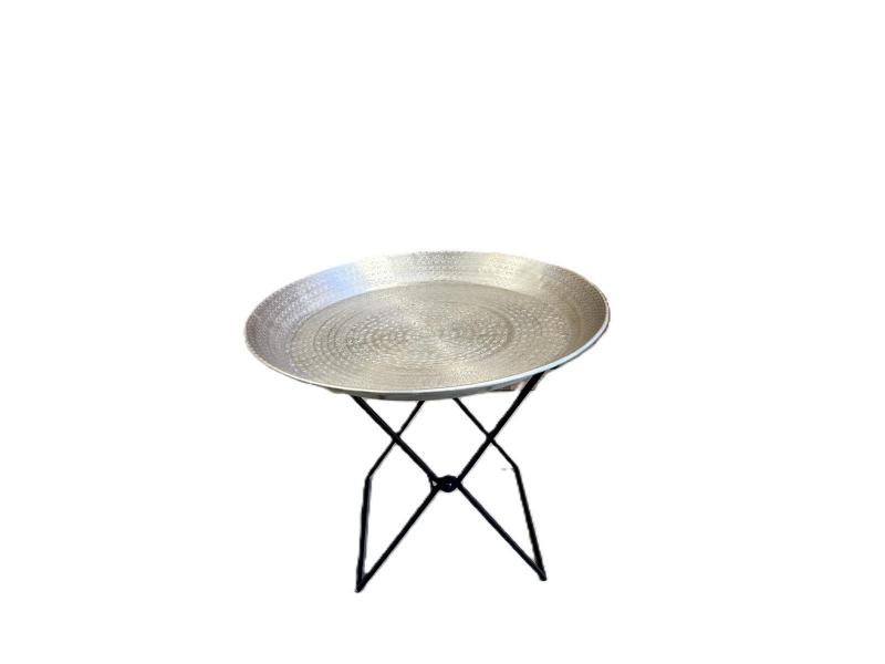 NICKEL TONE TRAY END TABLE