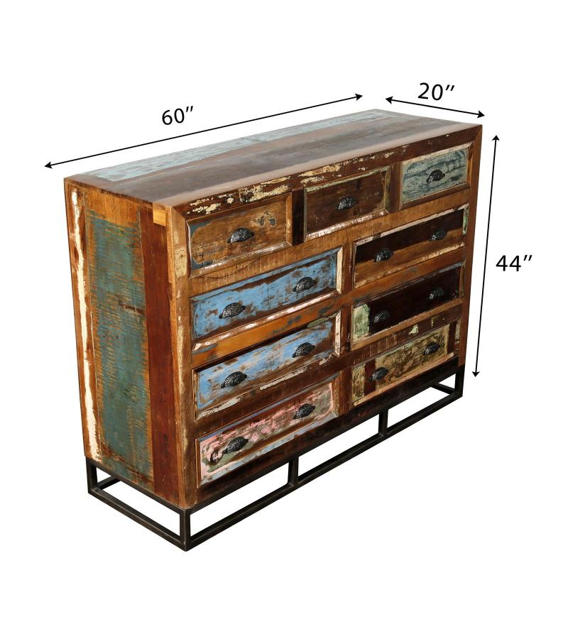 SOLID RECLAIMED TEAK WOOD DRESSER SIDEBOARD BUREAU