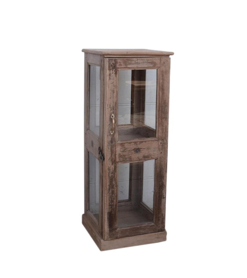 VINTAGE RECLAIMED TEAK & GLASS CABINET