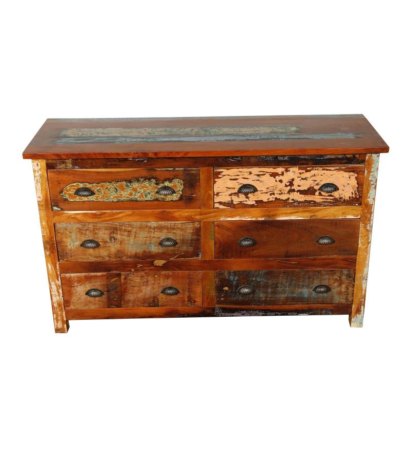 SOLID RECLAIMED TEAK WOOD 6 DRAWER DRESSER CHEST BUREAU SIDEBOARD