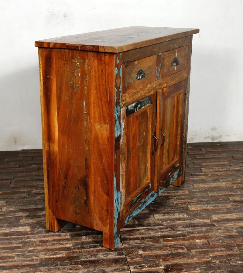 SOLID RECLAIMED TEAK CABINET W/ 2 DOORS & 2 DRAWERS