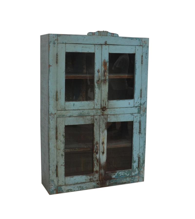 RECLAIMED TEAK WOOD & GLASS CABINET