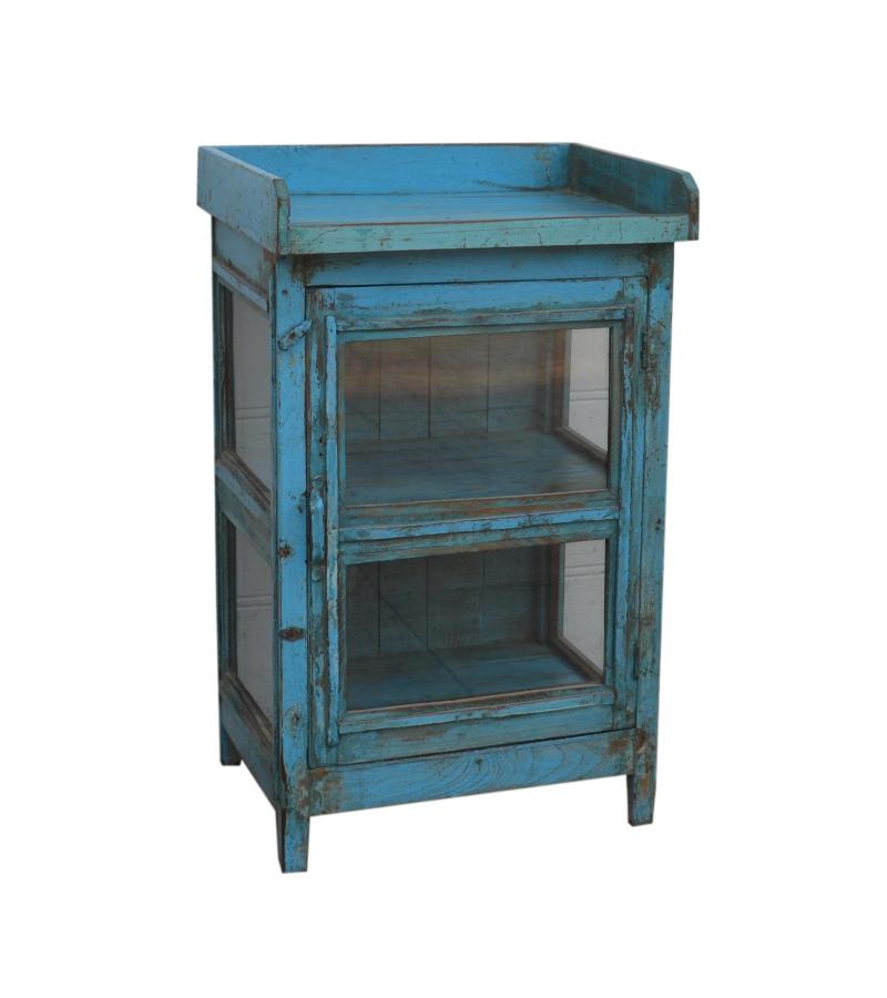 SOLID RECLAIMED TEAK & GLASS CABINET