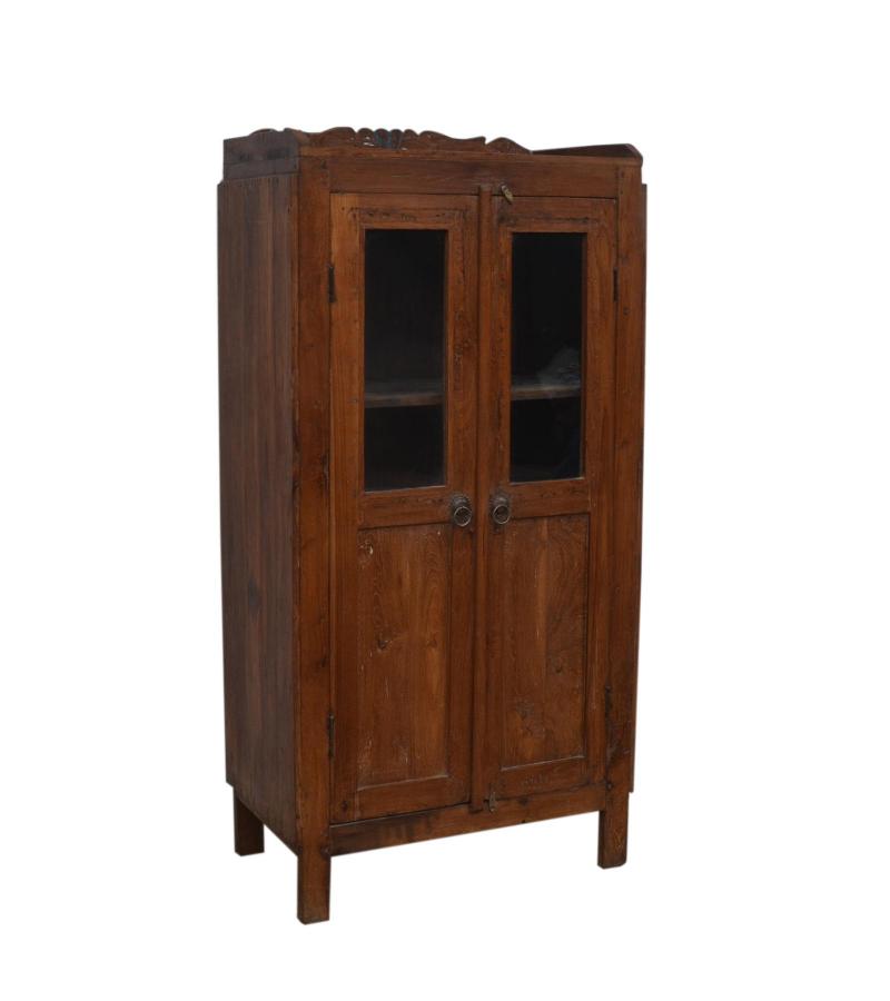 SOLID RECLAIMED TEAK WOOD & GLASS CABINET