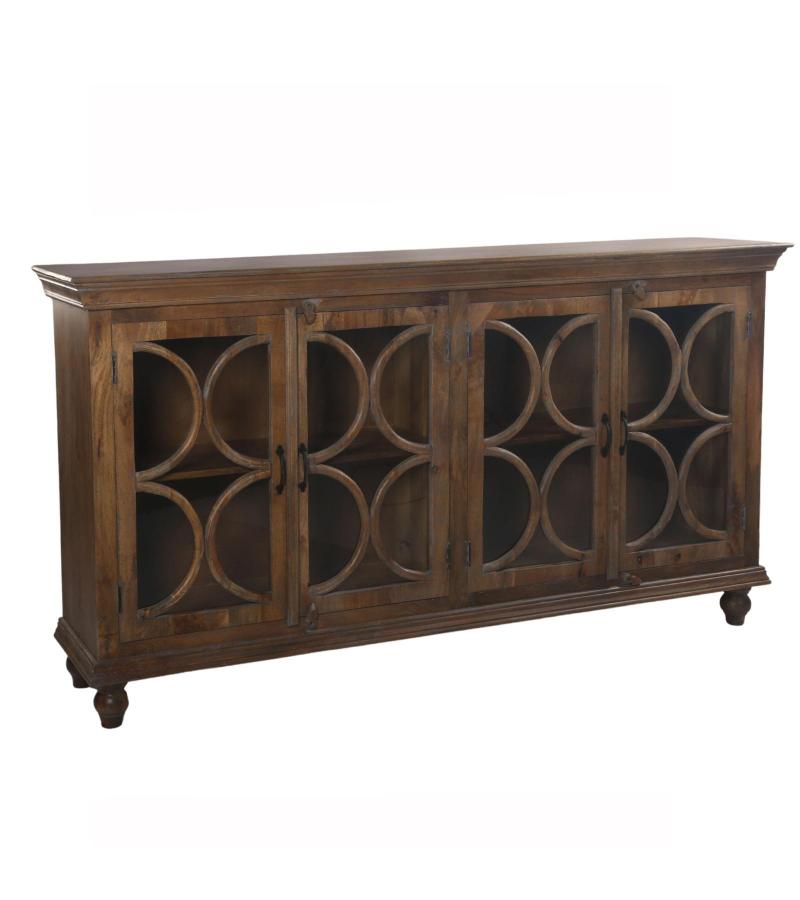 SOLID  WOOD & GLASS SIDEBOARD