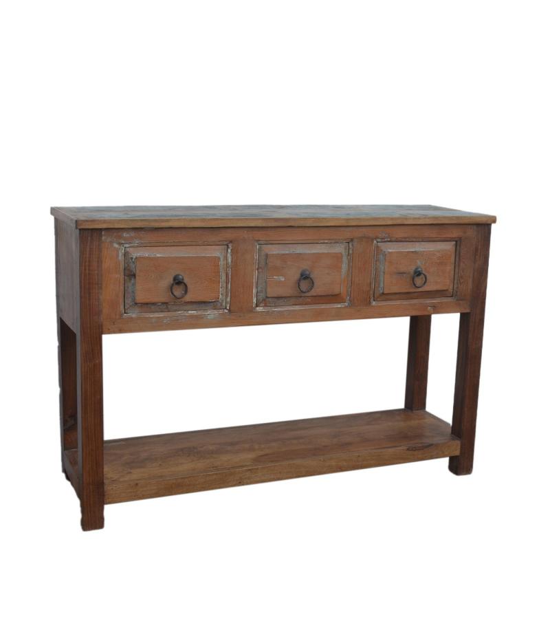 RECLAIMED TEAK CONSOLE TABLE WITH SHELF
