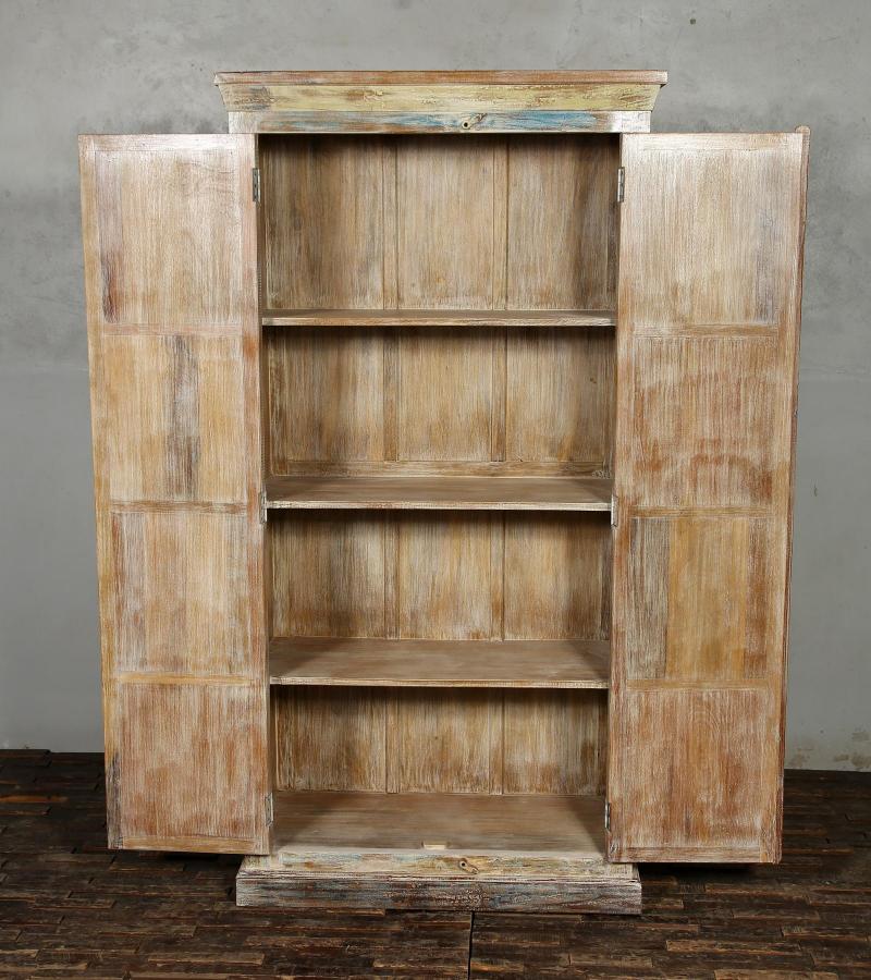 CARVED SOLID RECLAIMED TEAK WOOD WARDROBE ARMOIRE CABINET