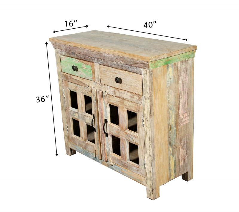 RECLAIMED TEAK 2 DRAWER 2 DOOR CABINET