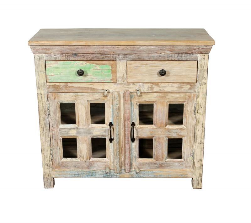 RECLAIMED TEAK 2 DRAWER 2 DOOR CABINET