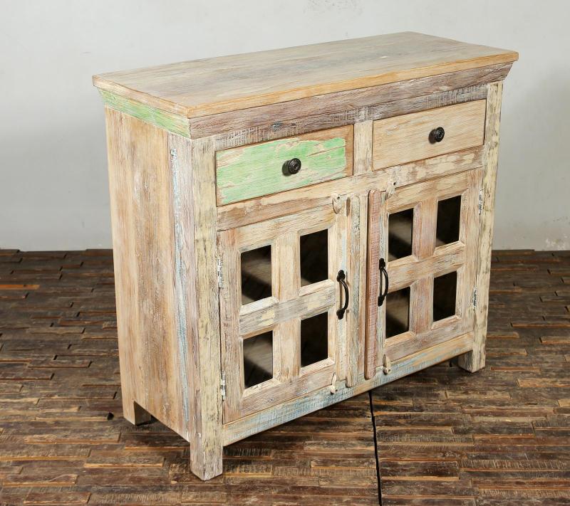 RECLAIMED TEAK 2 DRAWER 2 DOOR CABINET