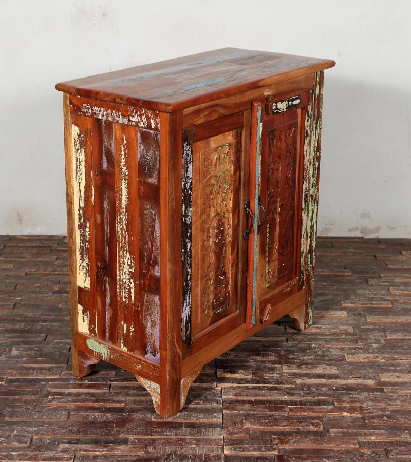 RECLAIMED TEAK 2 DOOR CARVED CABINET