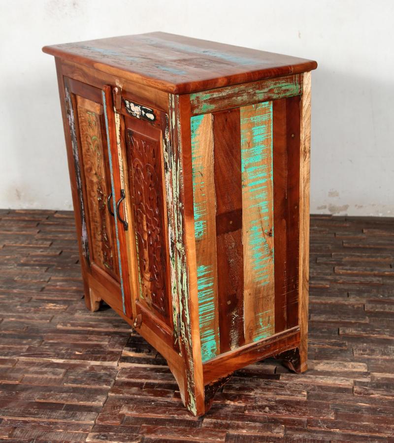 RECLAIMED TEAK 2 DOOR CARVED CABINET
