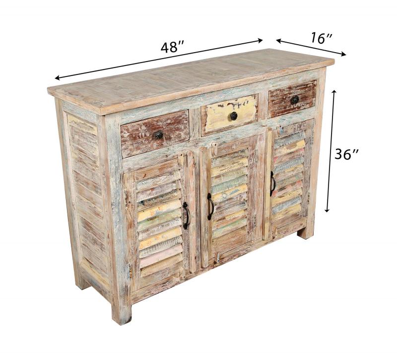 RECLAIMED TEAK 3 DRAWER / 3 DOOR SIDEBOARD / CABINET