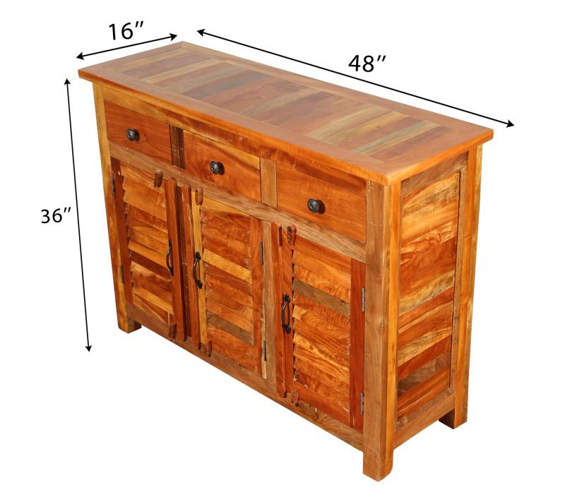 RECLAIMED TEAK 3 DRAWER / 3 DOOR SIDEBOARD / CABINET