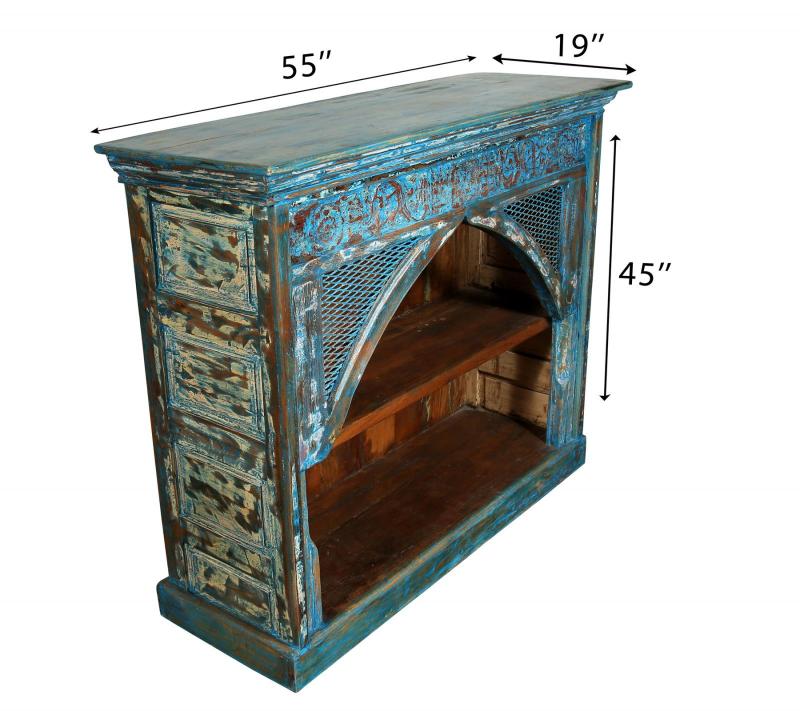 RECLAIMED TEAK DECORATIVE BOOKCASE / CONSOLE