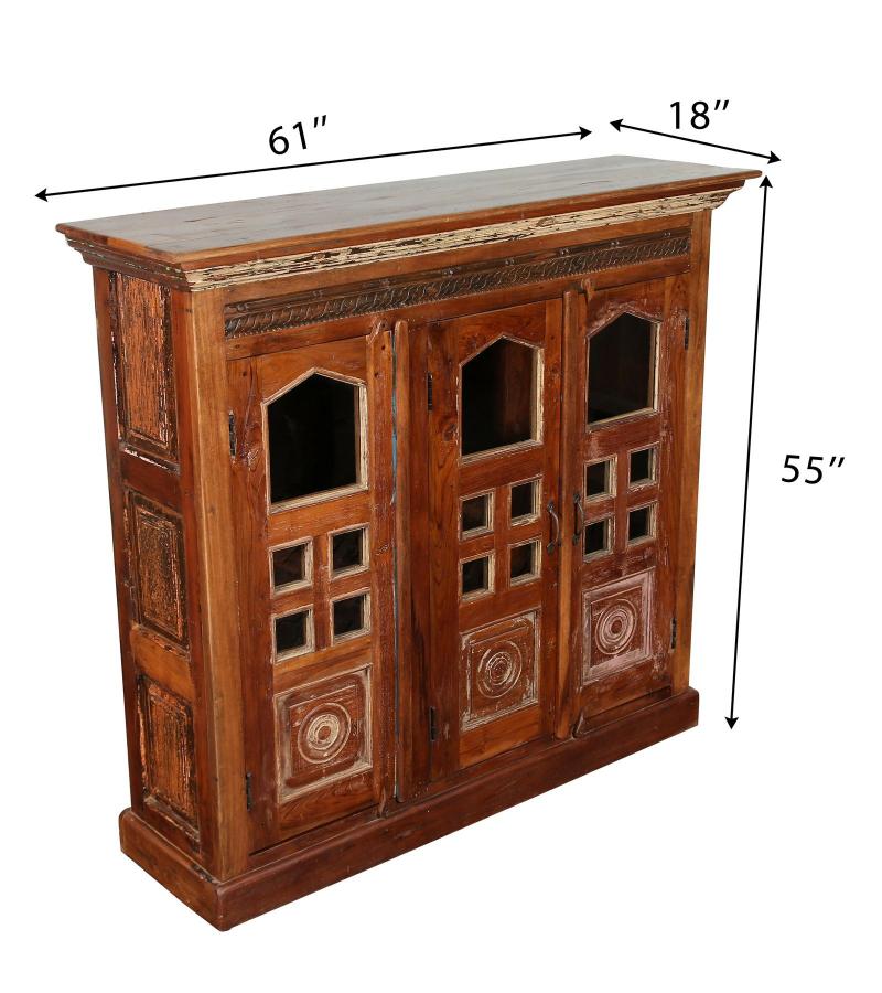 RECLAIMED TEAK WOOD + GLASS CABINET