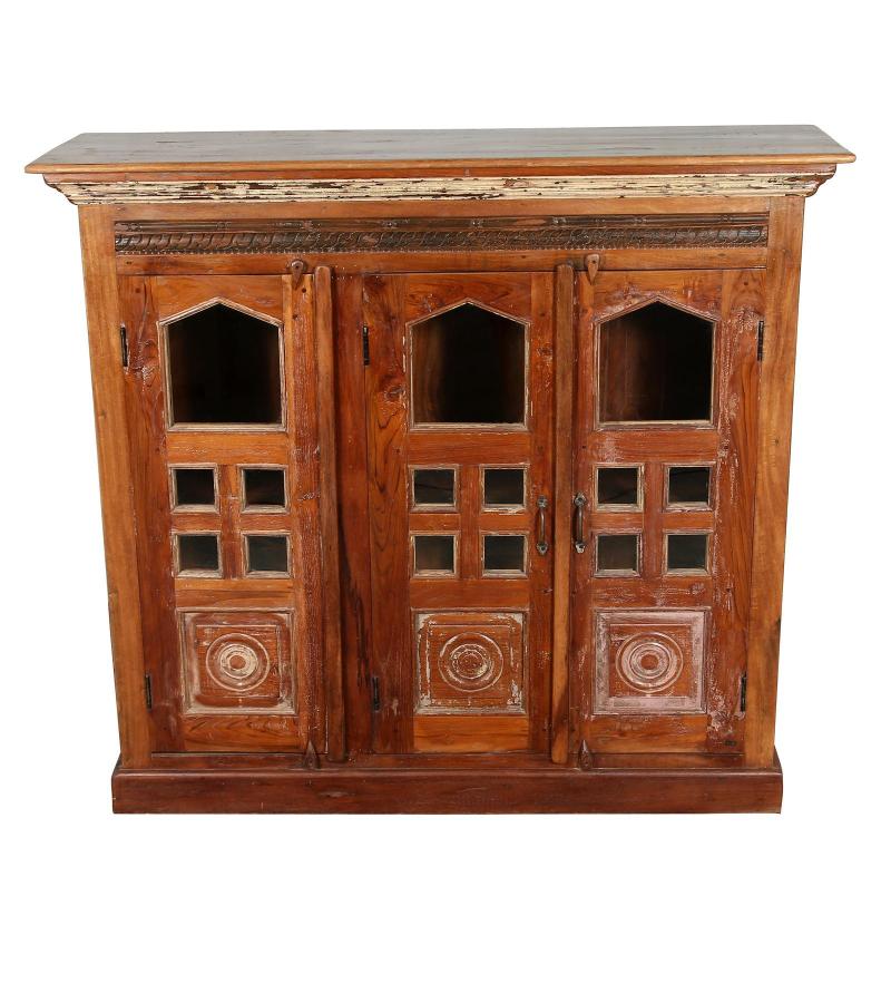 RECLAIMED TEAK WOOD + GLASS CABINET