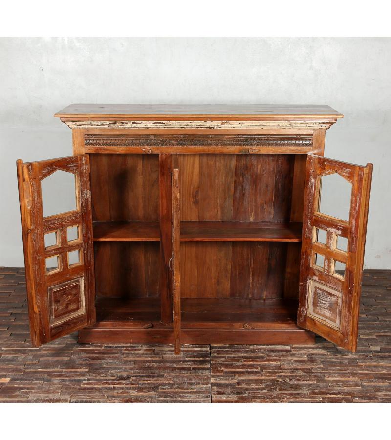 RECLAIMED TEAK WOOD + GLASS CABINET