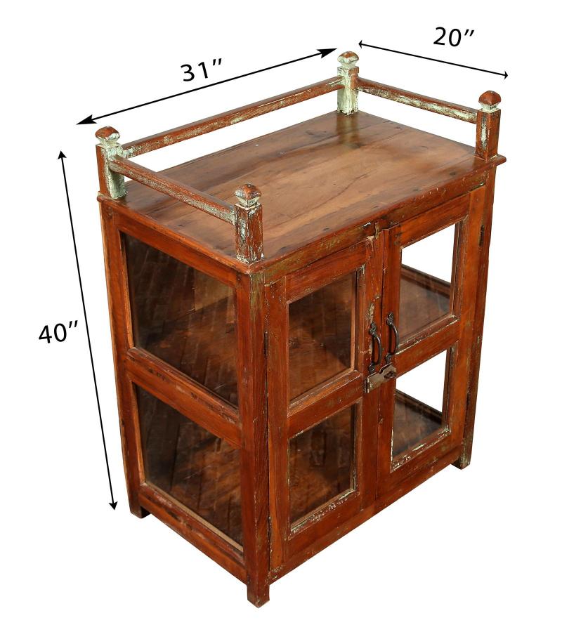 RECLAIMED TEAK WOOD + GLASS CABINET