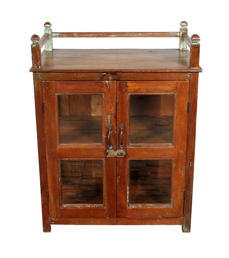 RECLAIMED TEAK WOOD + GLASS CABINET