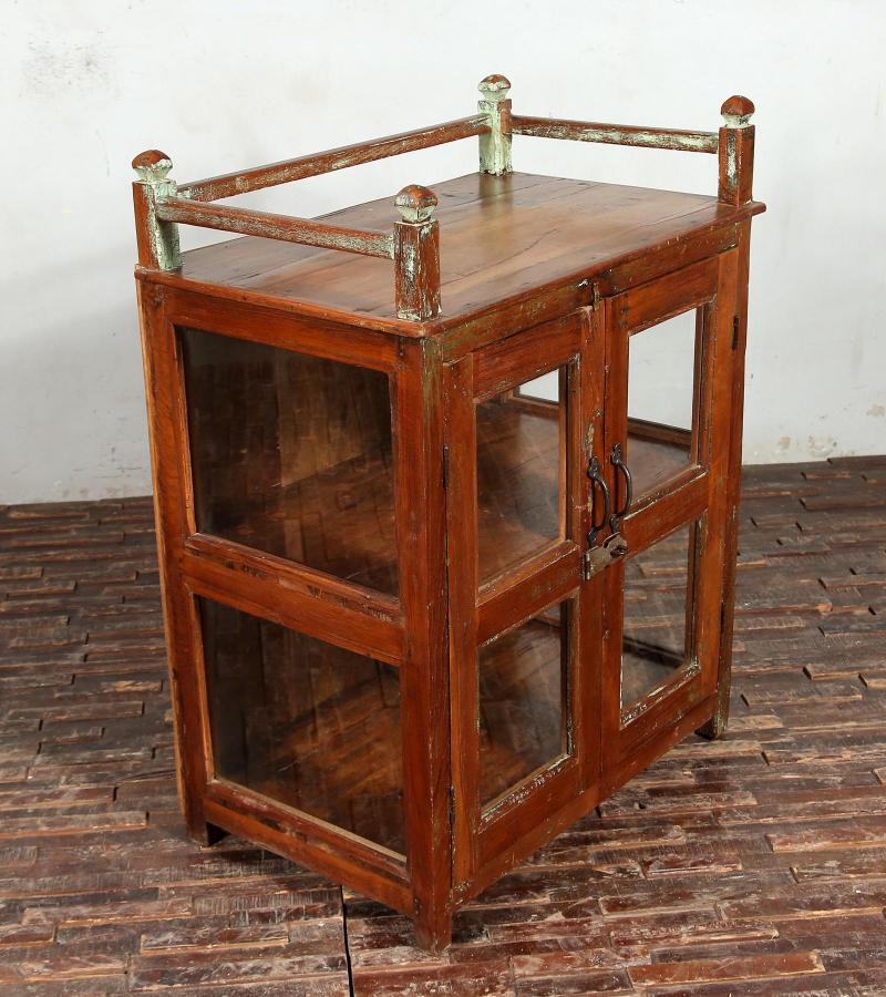 RECLAIMED TEAK WOOD + GLASS CABINET