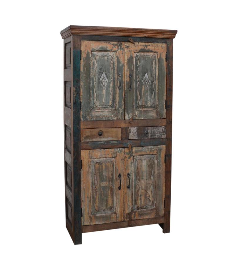 SOLID RECLAIMED TEAK WOOD 4 DOOR, 2 DRAWER CABINET