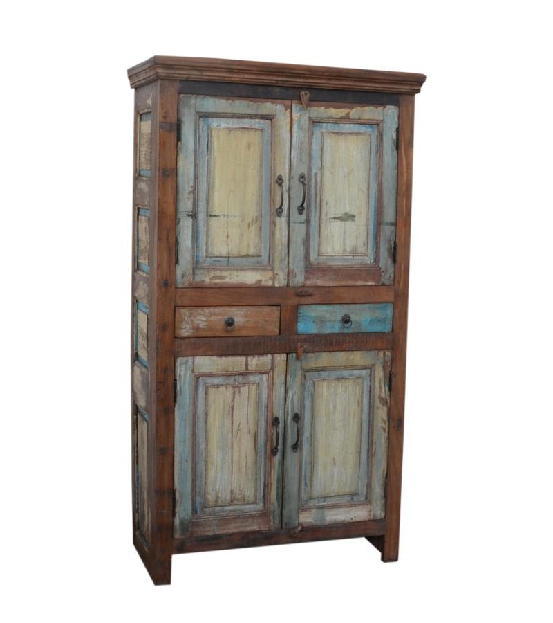 SOLID RECLAIMED TEAK WOOD 4 DOOR & 2 DRAWERS CABINET