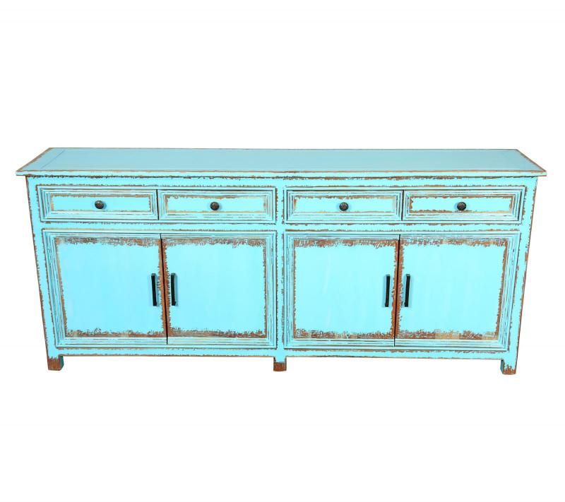 Solid Reclaimed Teak Wood 4 Door, 4 Drawer Sideboard Console Server