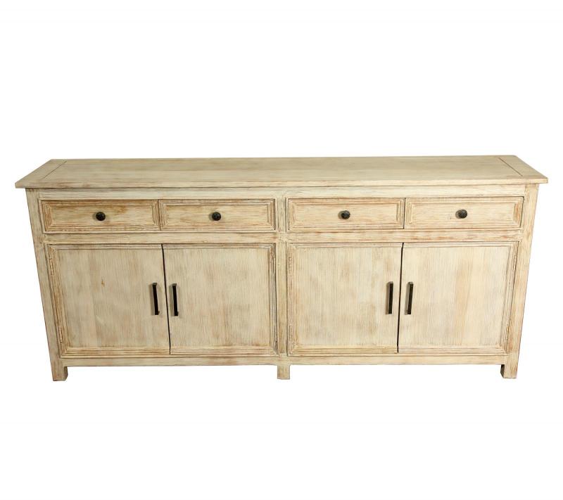Solid Reclaimed Teak Wood 4 Door, 4 Drawer Sideboard Console Server