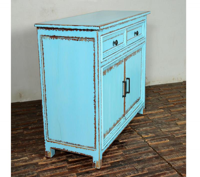 Solid Reclaimed Teak Wood 2 Door, 2 Drawer Sideboard Console Server