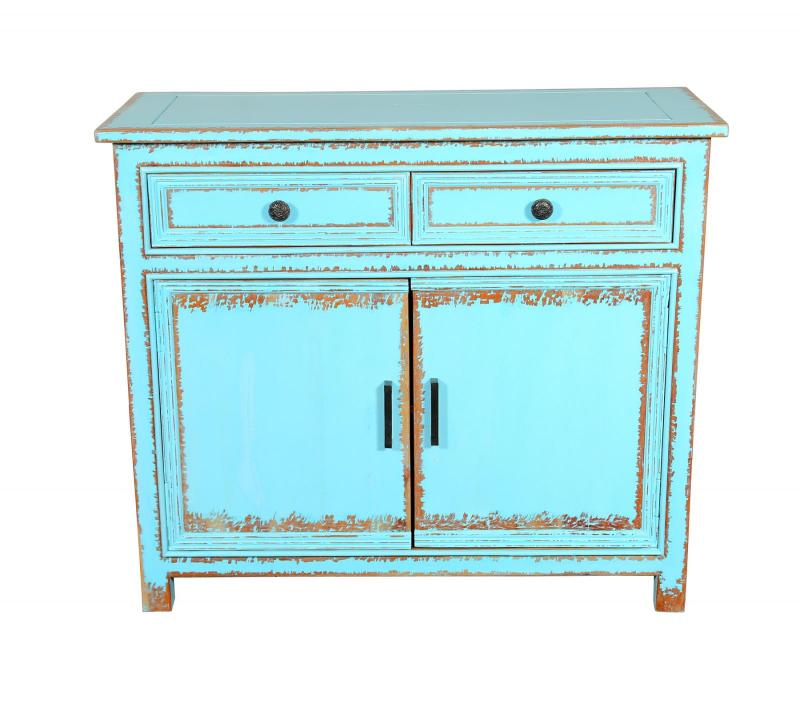 Solid Reclaimed Teak Wood 2 Door, 2 Drawer Sideboard Console Server