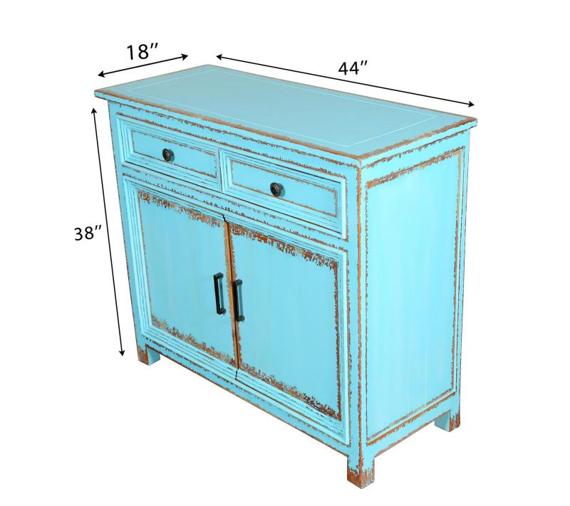 Solid Reclaimed Teak Wood 2 Door, 2 Drawer Sideboard Console Server