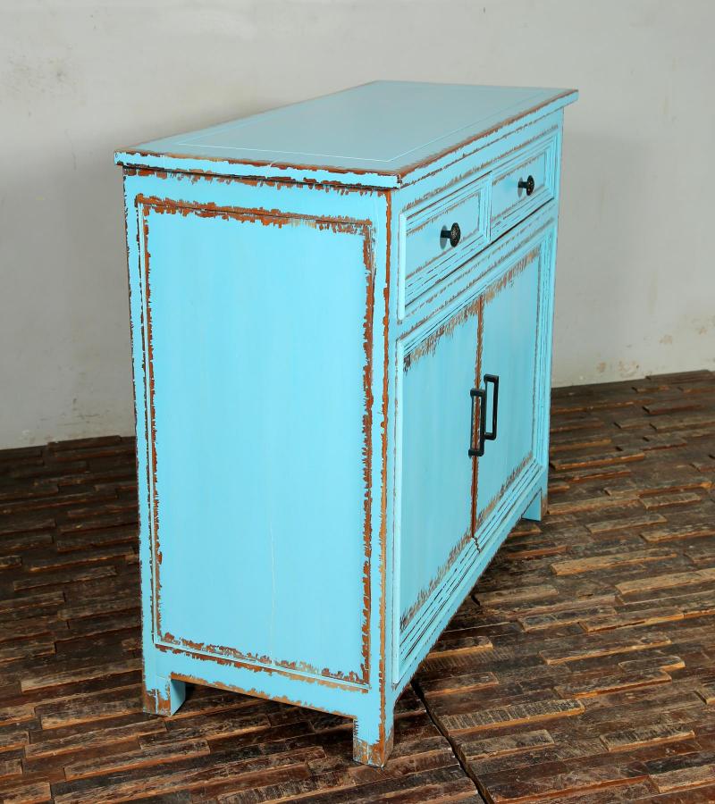 Solid Reclaimed Teak Wood 2 Door, 2 Drawer Sideboard Console Server