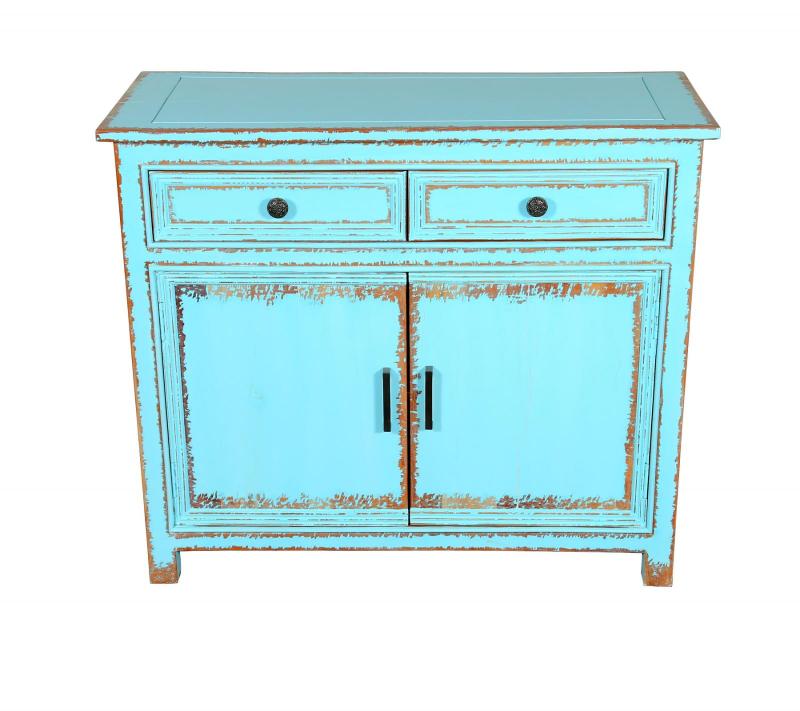 Solid Reclaimed Teak Wood 2 Door, 2 Drawer Sideboard Console Server