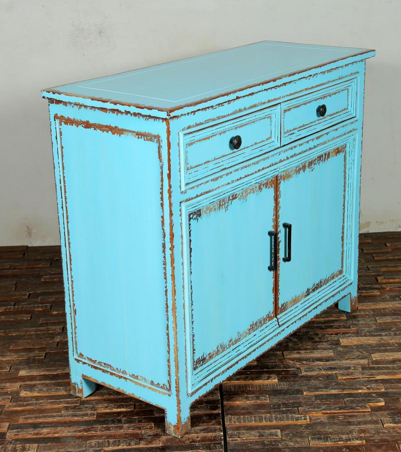 Solid Reclaimed Teak Wood 2 Door, 2 Drawer Sideboard Console Server