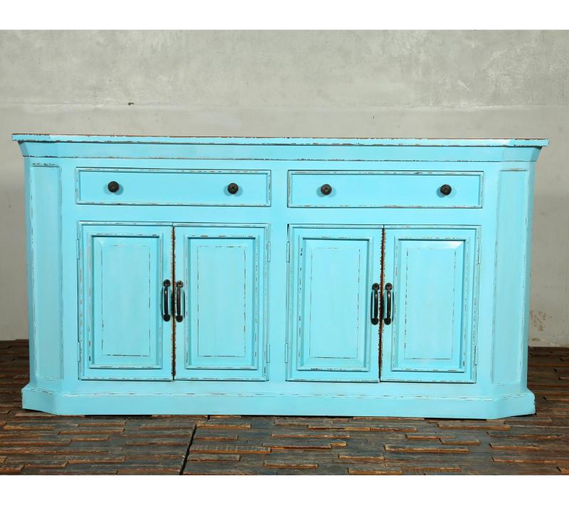 Solid Reclaimed Teak Wood 4 Door, 2 Drawer Sideboard Console Server