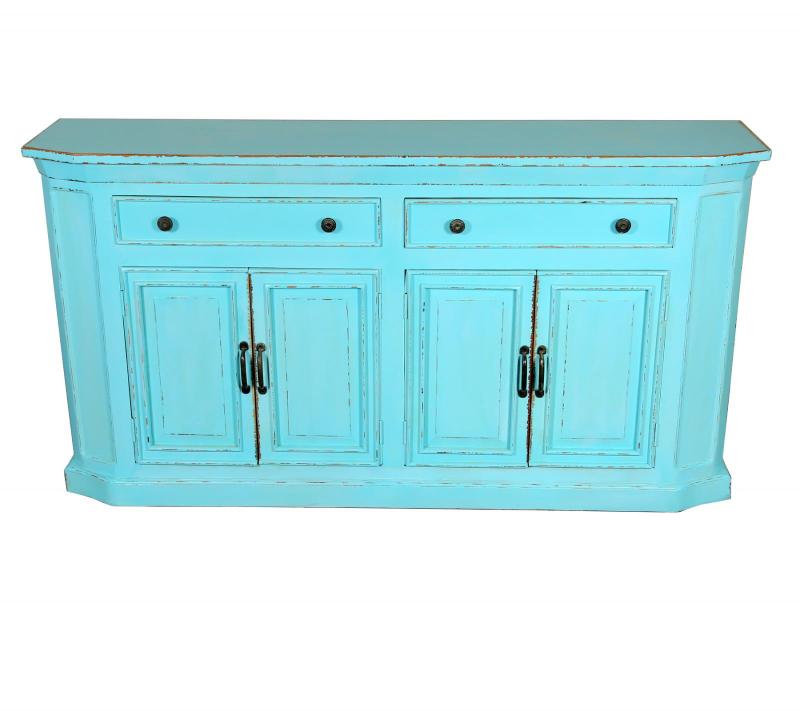 Solid Reclaimed Teak Wood 4 Door, 2 Drawer Sideboard Console Server