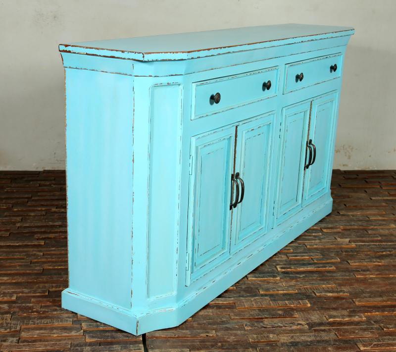 Solid Reclaimed Teak Wood 4 Door, 2 Drawer Sideboard Console Server