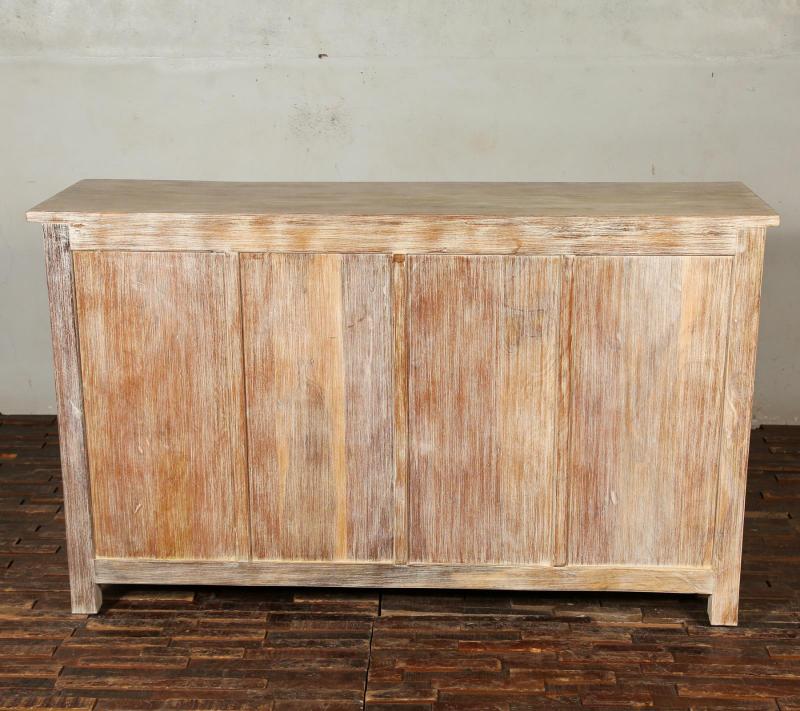 SOLID RECLAIMED TEAK & GLASS 2 DOOR, 3 DRAWER  CABINET CONSOLE SIDEBOARD CABINET