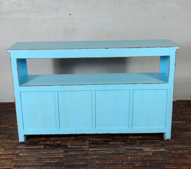 SOLID RECLAIMED TEAK & GLASS 2 DOOR CABINET CONSOLE SIDEBOARD