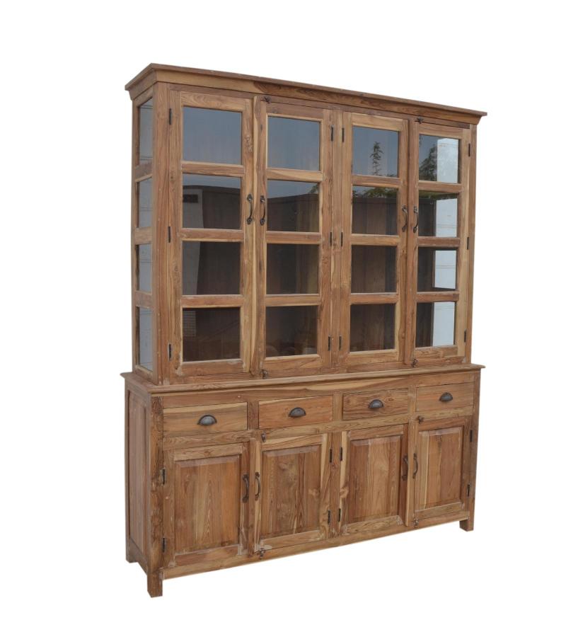 SOLID RECLAIMED TEAK WOOOD & GLASS HUTCH