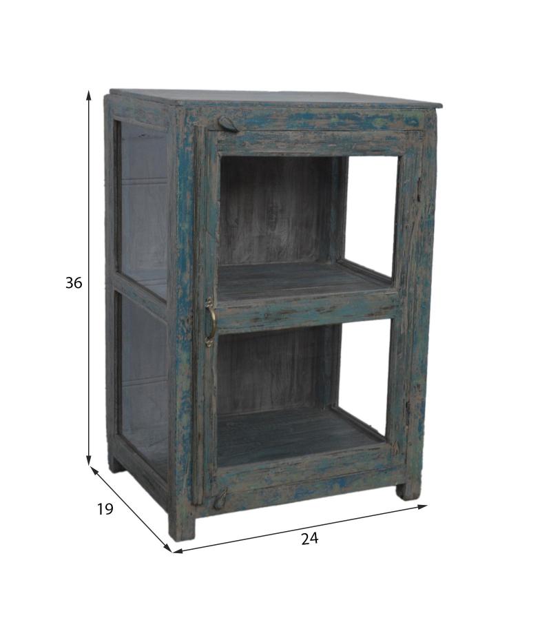 VINTAGE RECLAIMED TEAK & GLASS CABINET