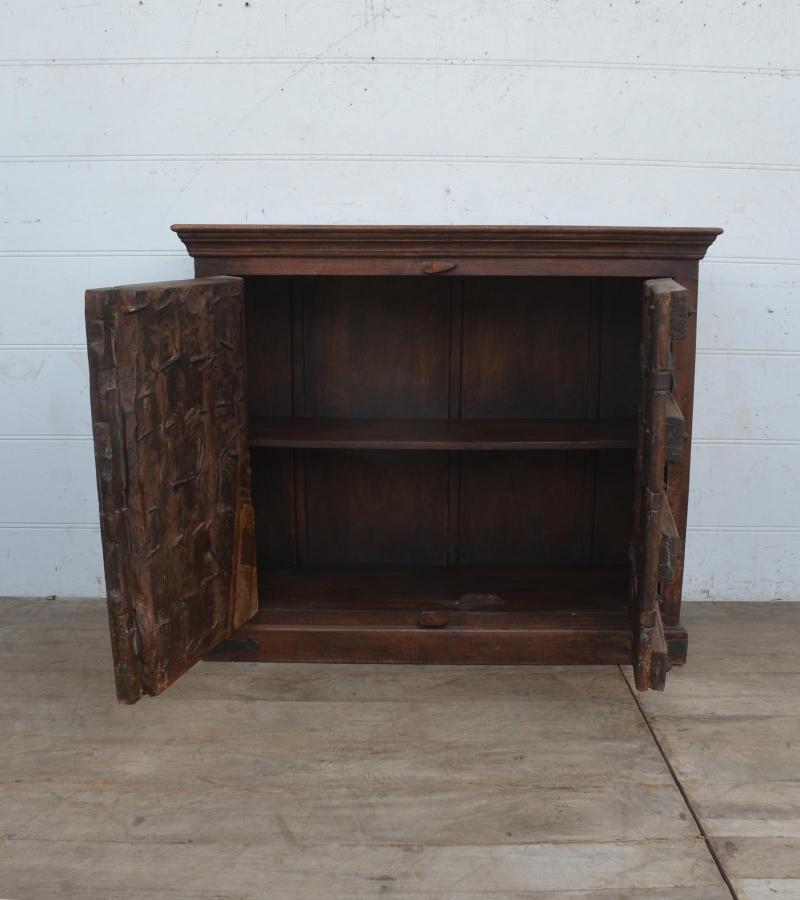 SOLID RECLAIMED TEAK 2 DOOR CABINET W/ IRON TRIM